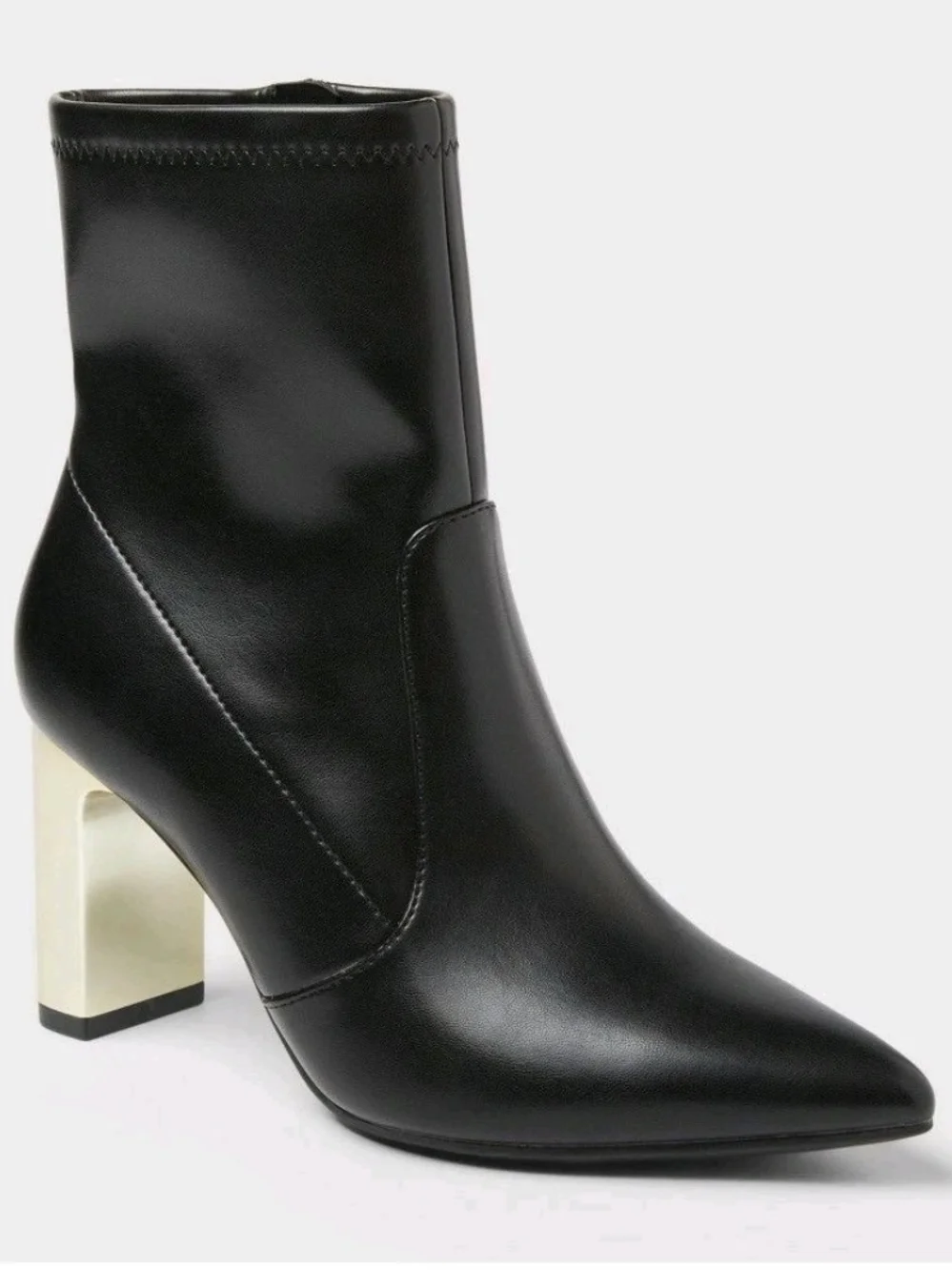 a new day Black Ankle Boots with Cream Block Heel